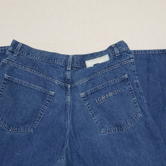 VINTAGE 90s Iceberg Italian Glitter Mod Wash Extra High Rise Loose Fit Jeans 38 - Picture 7 of 12